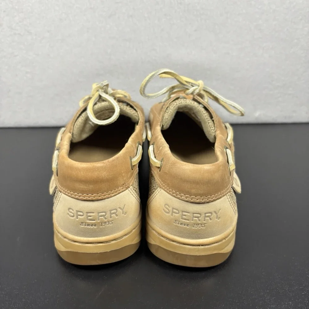 Sperry Top-Sider Bluefish 2 Eye Boat Shoes Womens 7.5W Tan Fabric Upper 9276619